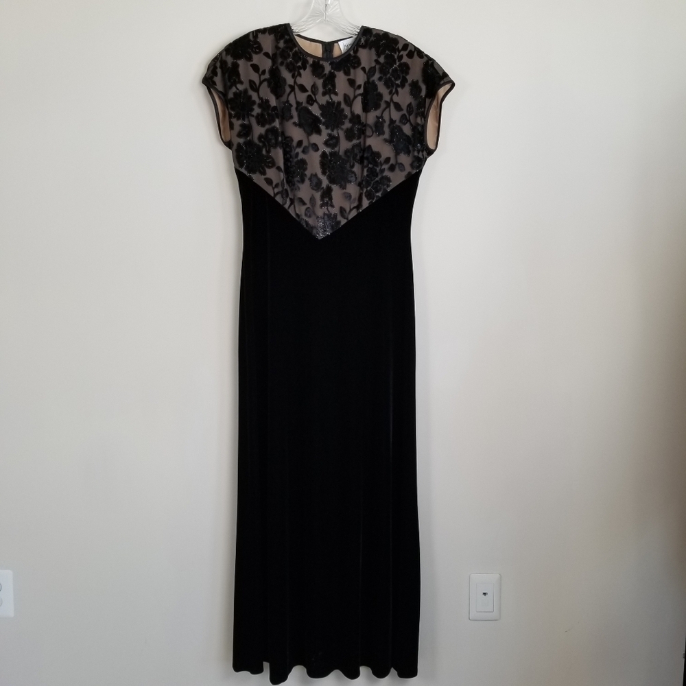 Vintage Jeffrey & Dara Evenings by Tom Barra Velour Dress Gown Bust 39-40
